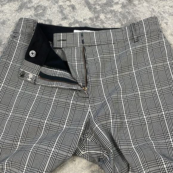 Derek Lam 10 Crosby Plaid Trouser Pants Crop Ankle 2 Tone Button Hem Sz 2 - Picture 11 of 14
